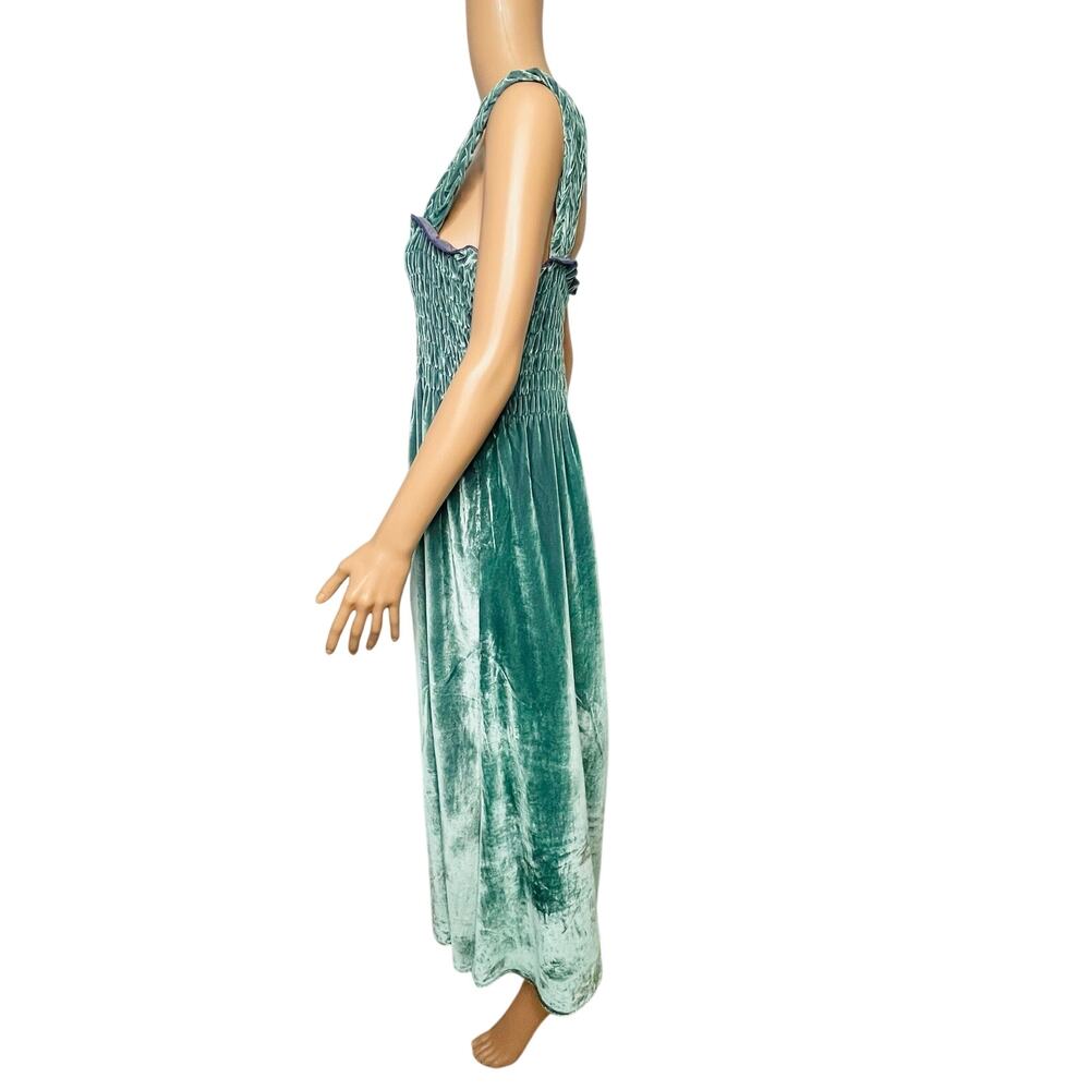 Free People NWT Camille Velvet Midi Dress size Medium Smocked Sapphire - Picture 5 of 11